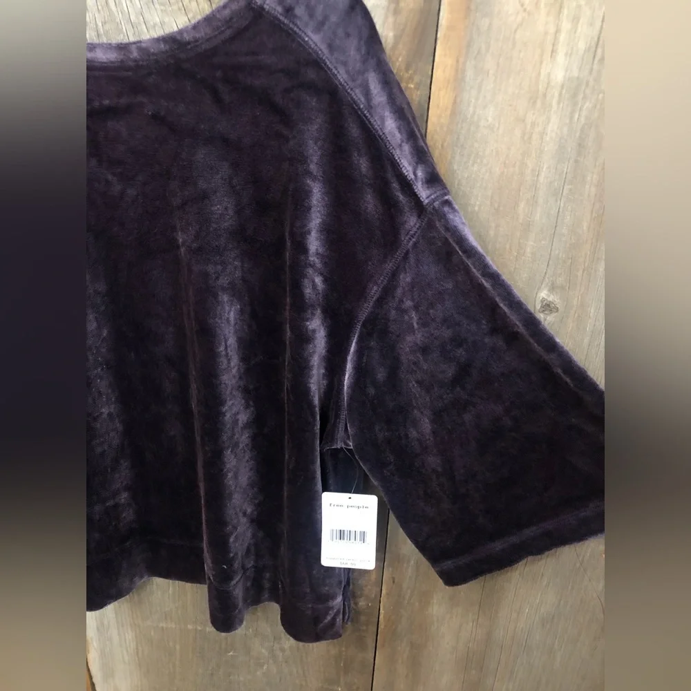 Free People Valerie Open Back Velvet Top Small Oversized Slouchy